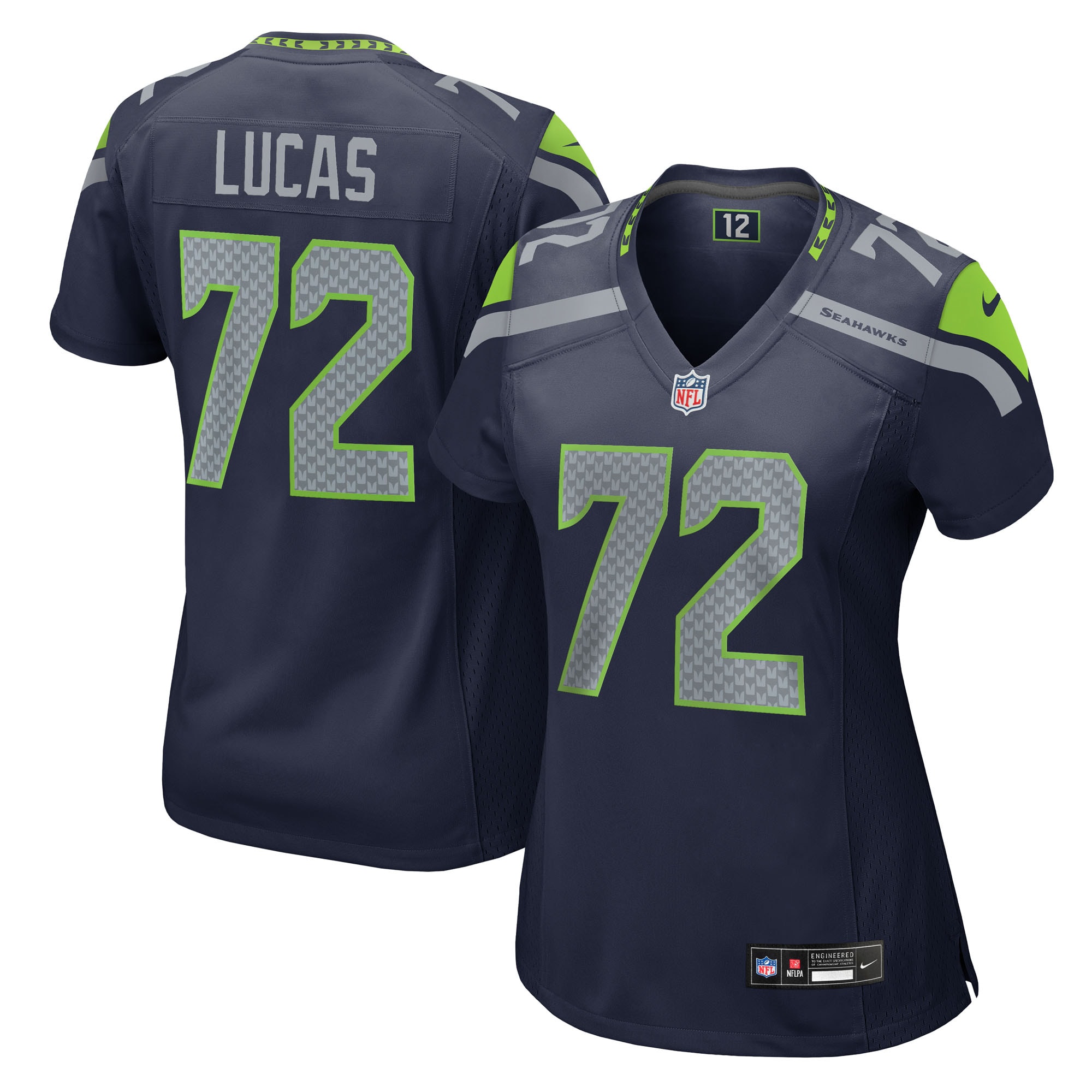 Seattle Seahawks Abraham Lucas College Navy Team Game NFL Jersey Women's