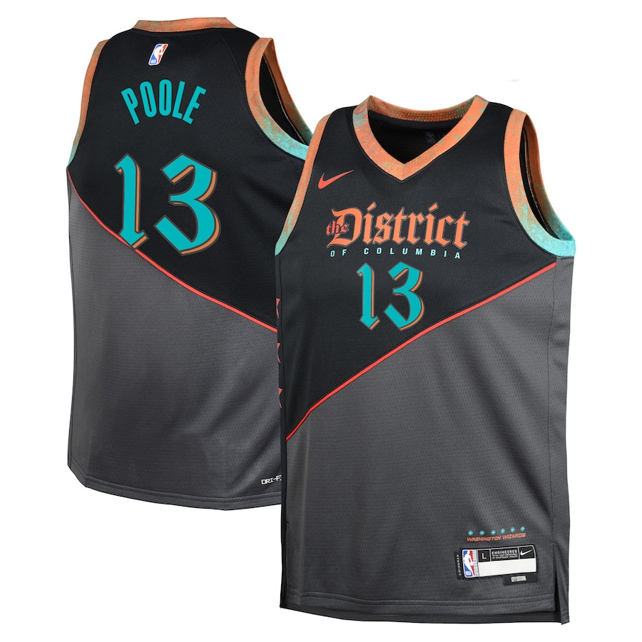 Jordan Poole 13 Washington Wizards 2023/24 City Edition Swingma Black NBA Jersey Youth