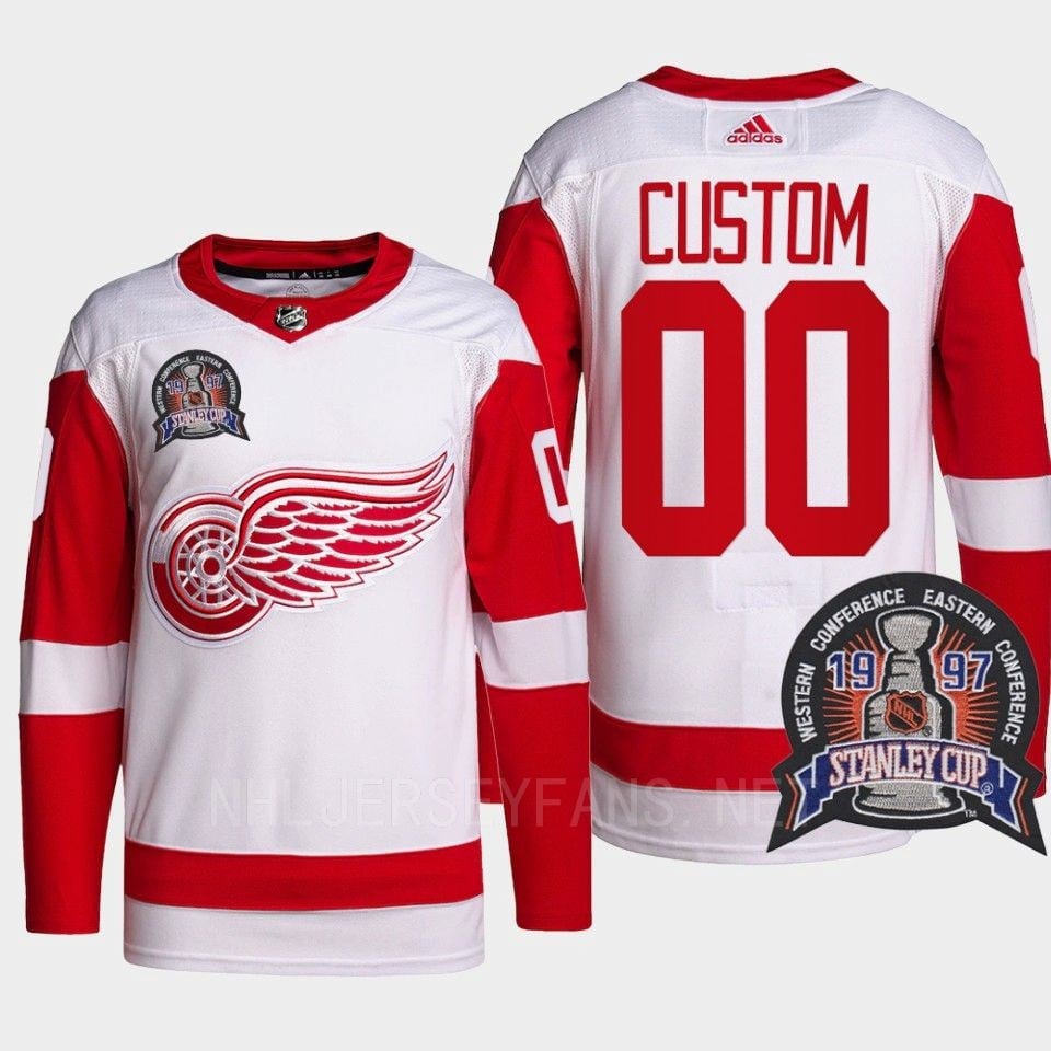 Custom 00 25th Anniversary Detroit Red Wings Red NHL Jersey Men's