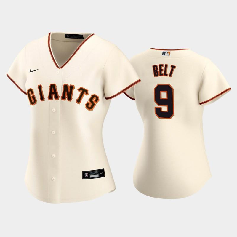San Francisco Giants 9 Brandon Belt Home Cream MLB Jersey Women's