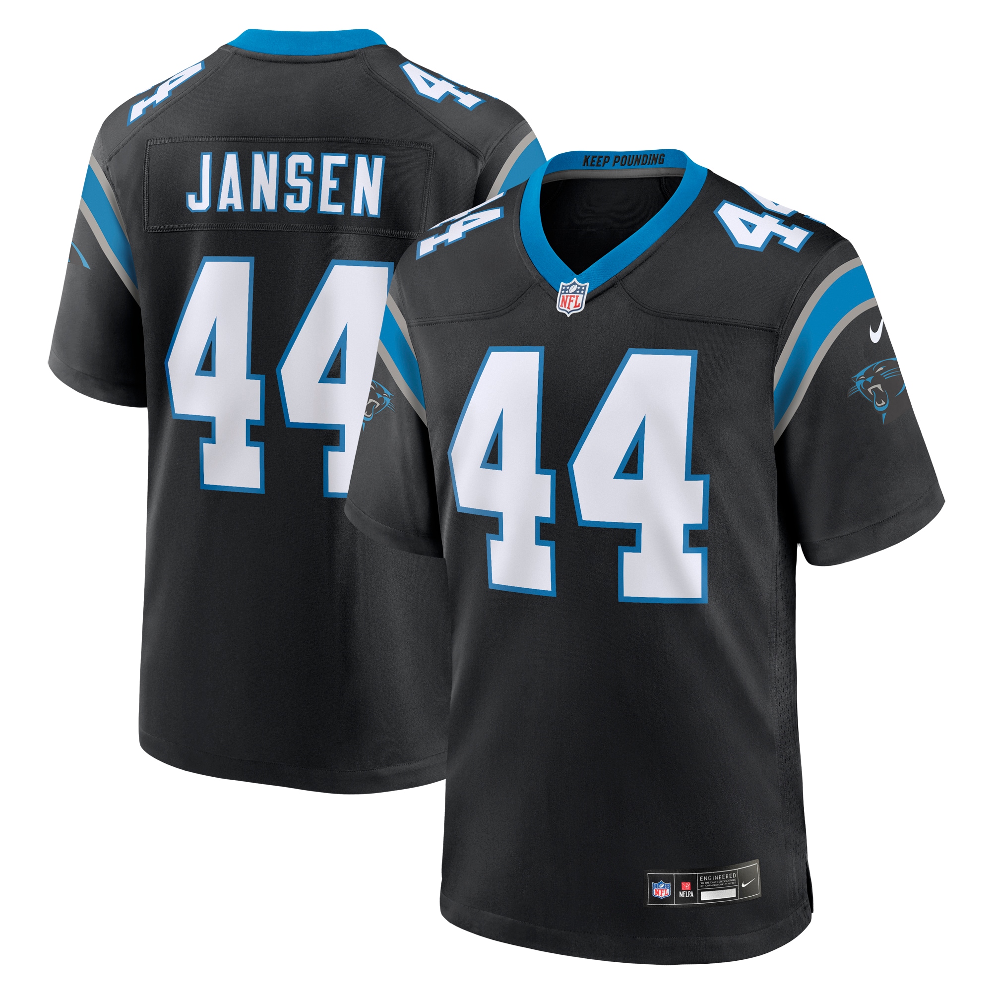 Carolina Panthers J.J. Jansen Black Team Game NFL Jersey Men's