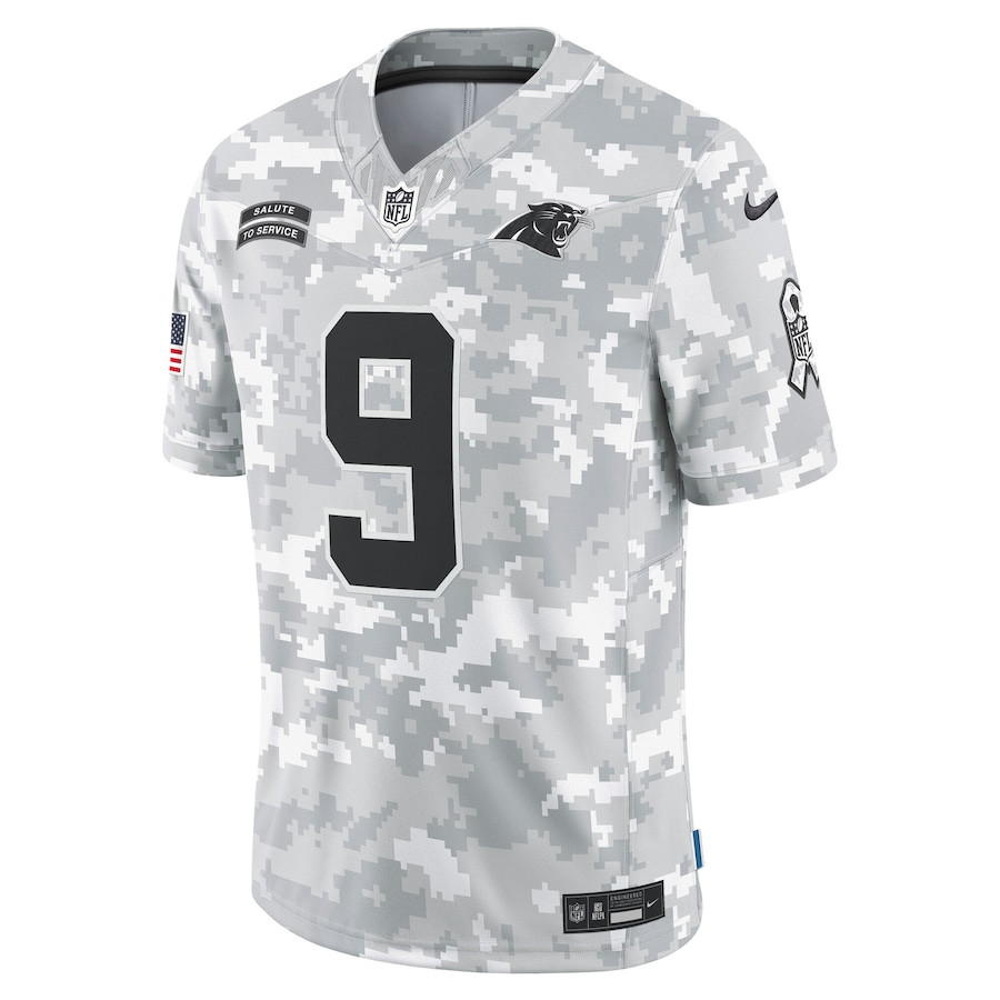 Bryce Young 9 Carolina Panthers 2024 Salute to Service Limited Arctic Camo NFL Jersey Men's