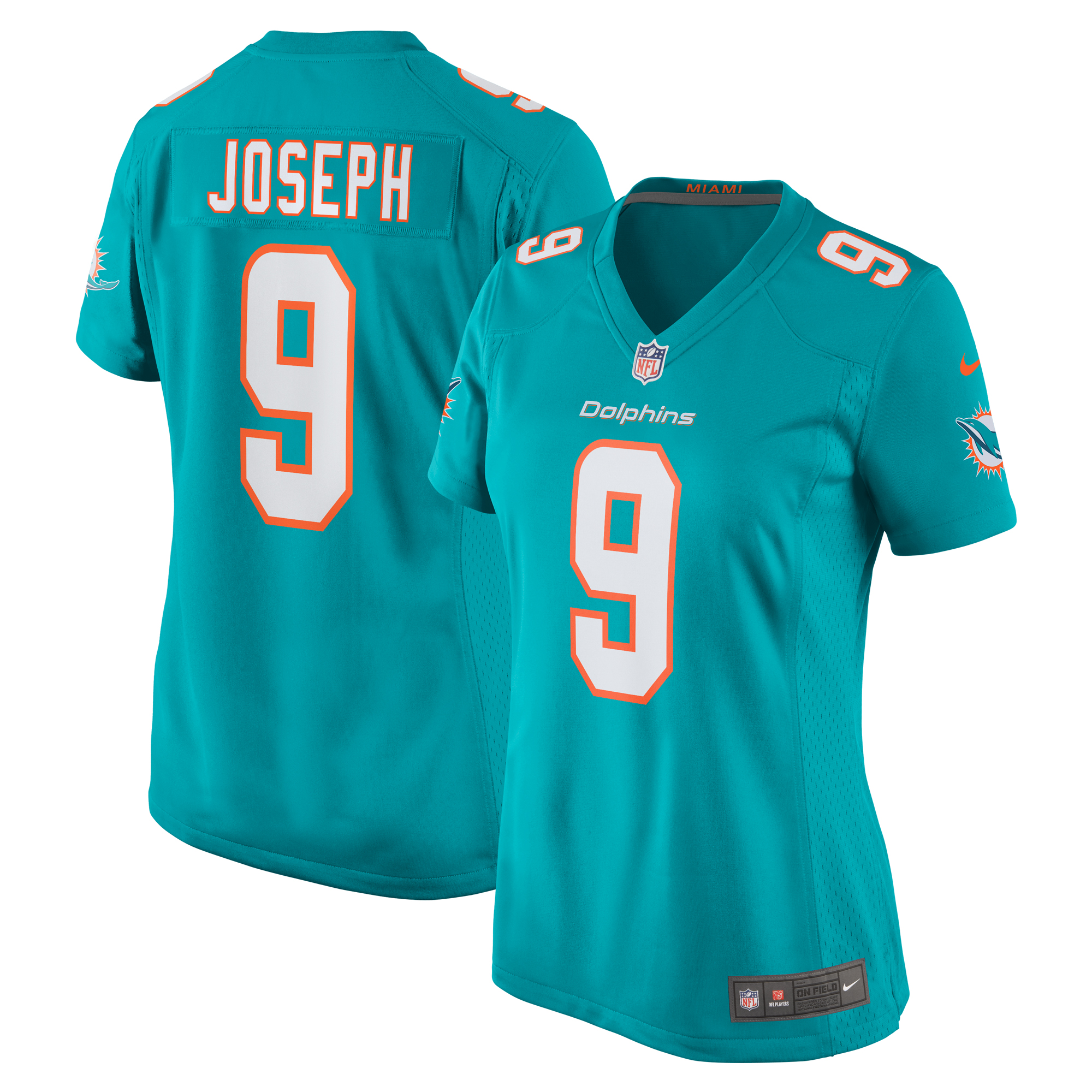 Miami Dolphins Kelvin Joseph Aqua Team Game NFL Jersey Women's