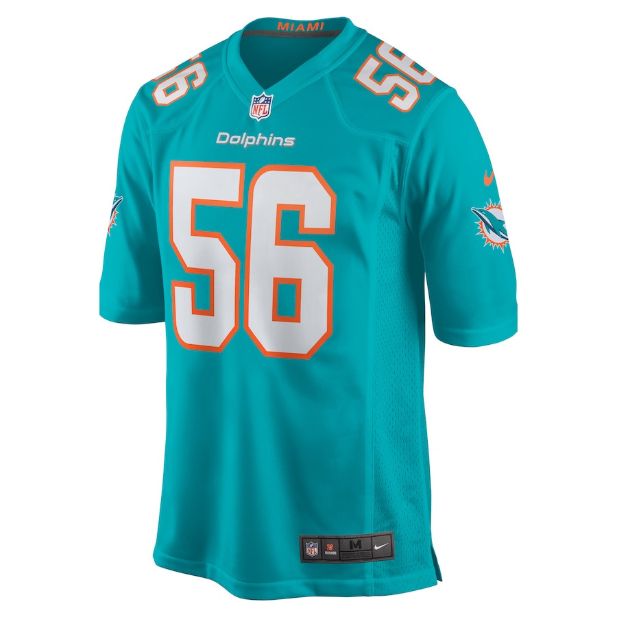 Quinton Bell 56 Miami Dolphins Game Aqua NFL Jersey Men's