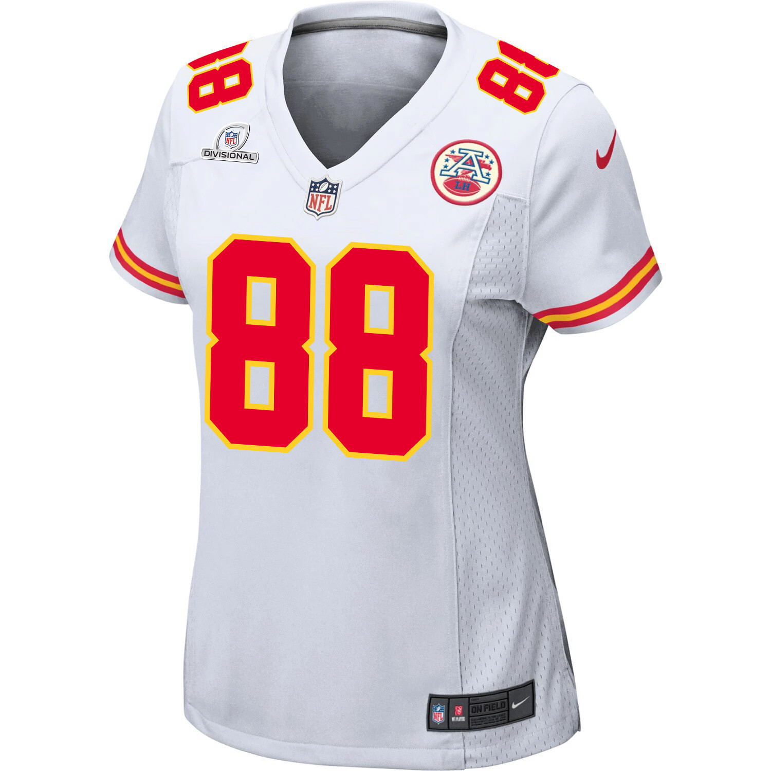 Jody Fortson 88 Kansas City Chiefs Super Bowl LVIII Patch Game White NFL Jersey Women's