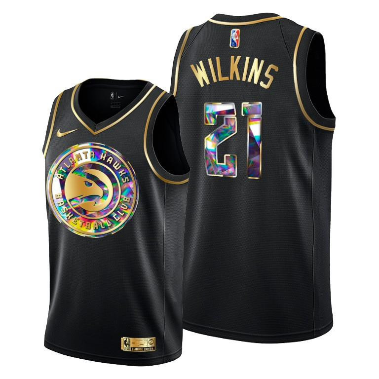 Dominique Wilkins 21 Atlanta Hawks 75th Anniversary Team Black Men NBA Jersey Men's