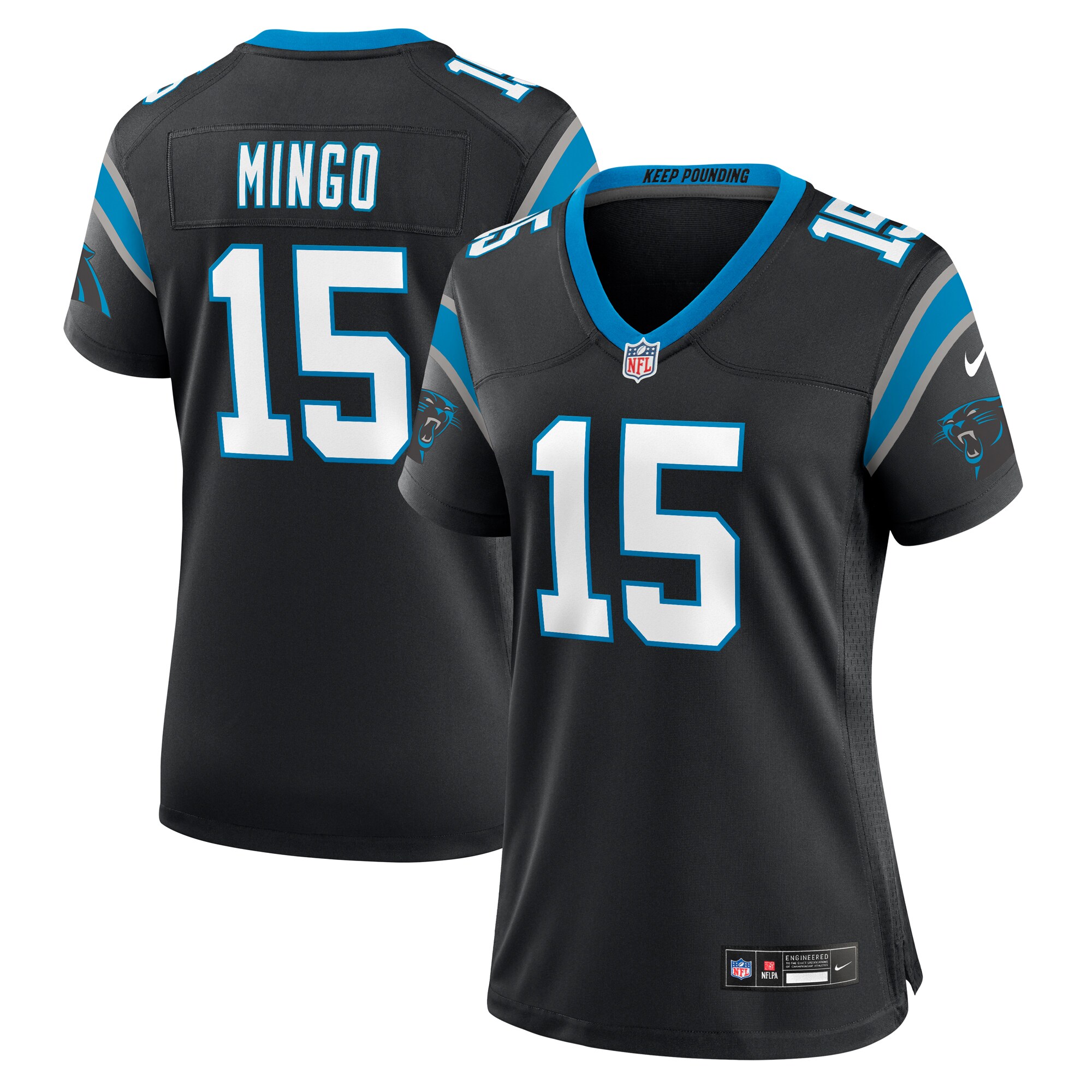 Carolina Panthers Jonathan Mingo Black Game NFL Jersey Women's