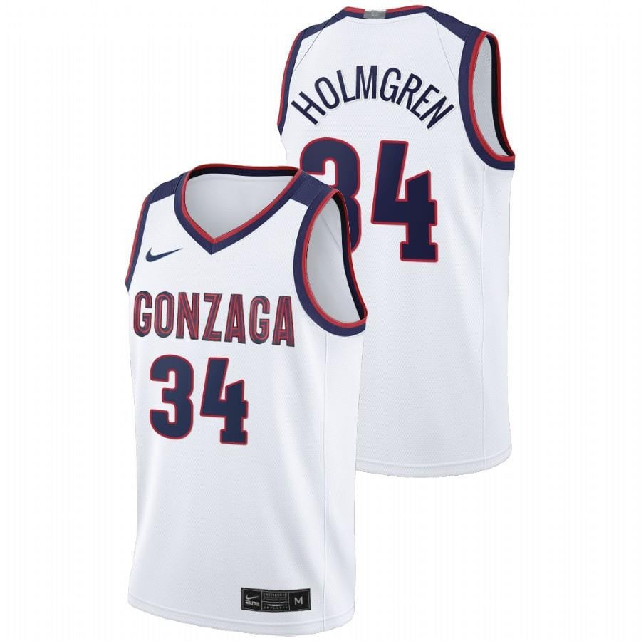 Gonzaga Bulldogs Chet Holmgren 3 White Home 2022 Draft top prospect NCAA Jersey Men's