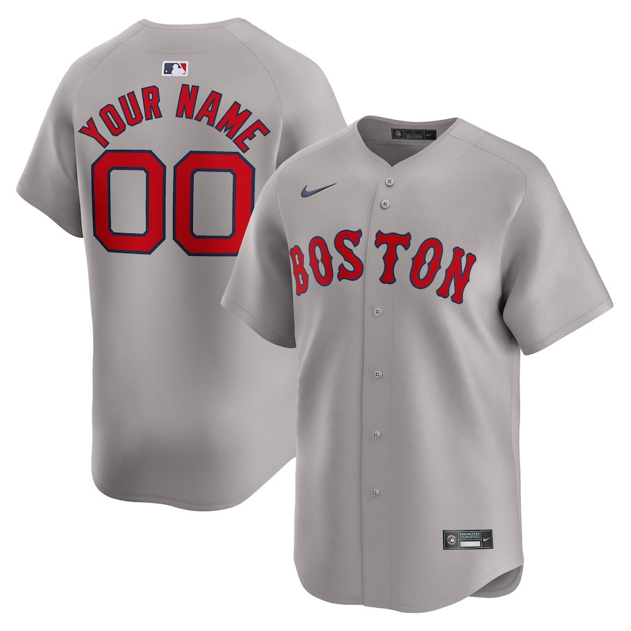 Boston Red Sox Away Limited Custom Gray MLB Jersey Men's