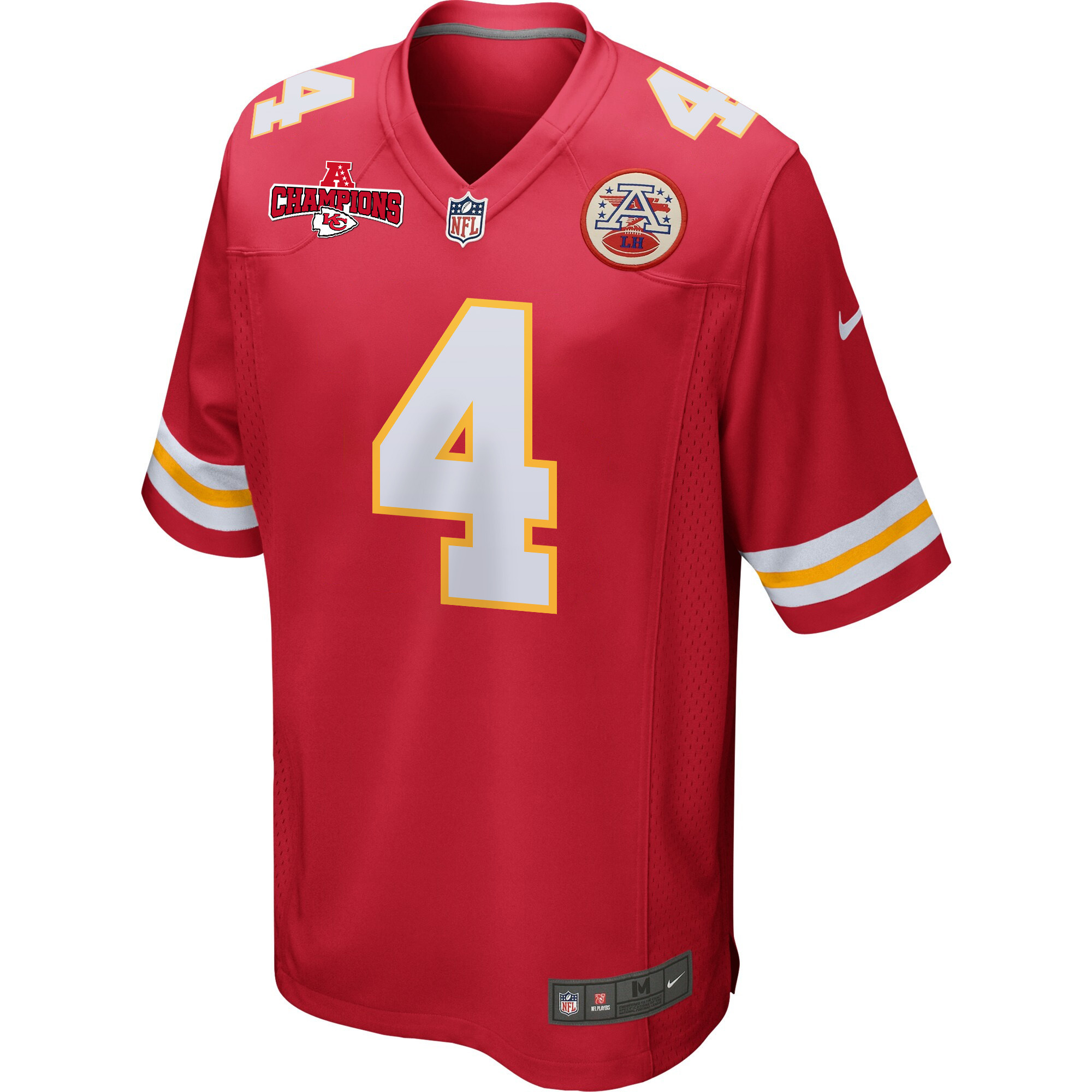 Rashee Rice 4 Kansas City Chiefs AFC Champions Patch Game Red NFL Jersey Men's