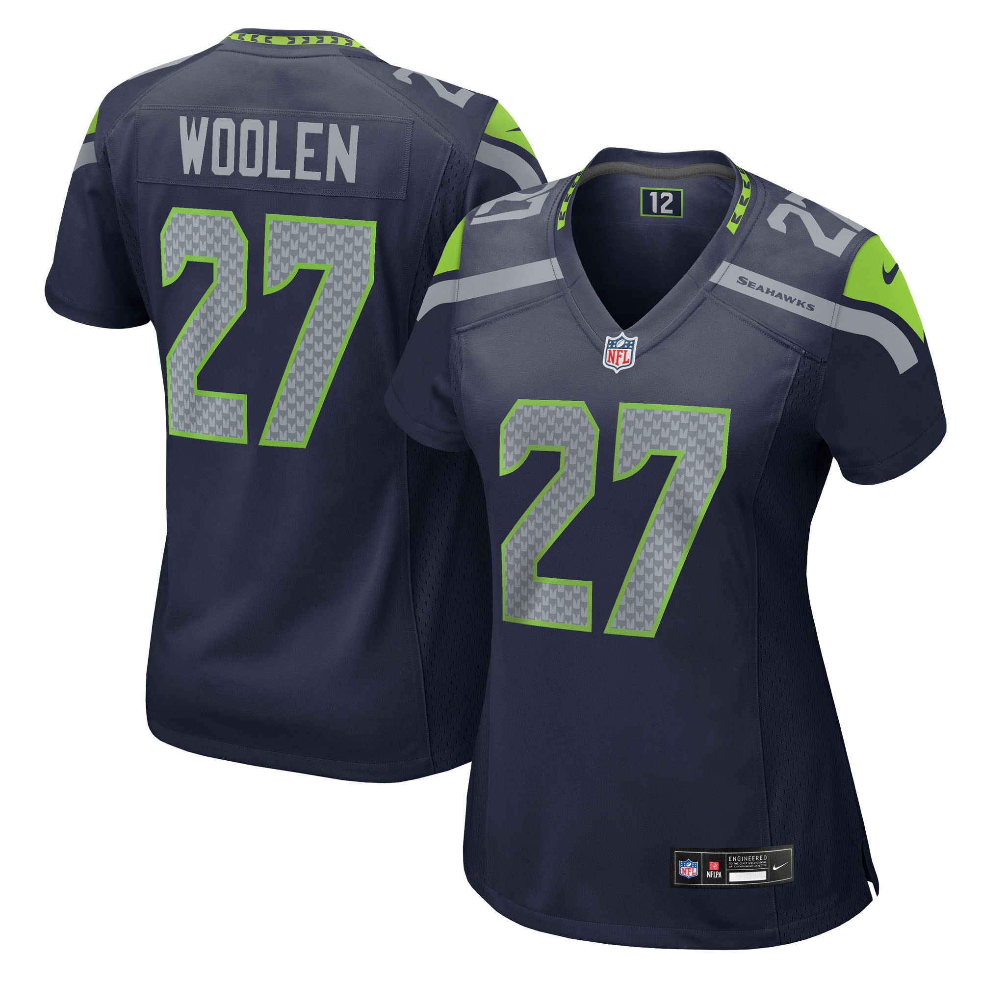 Seattle Seahawks Riq Woolen College Navy Team Game NFL Jersey Women's