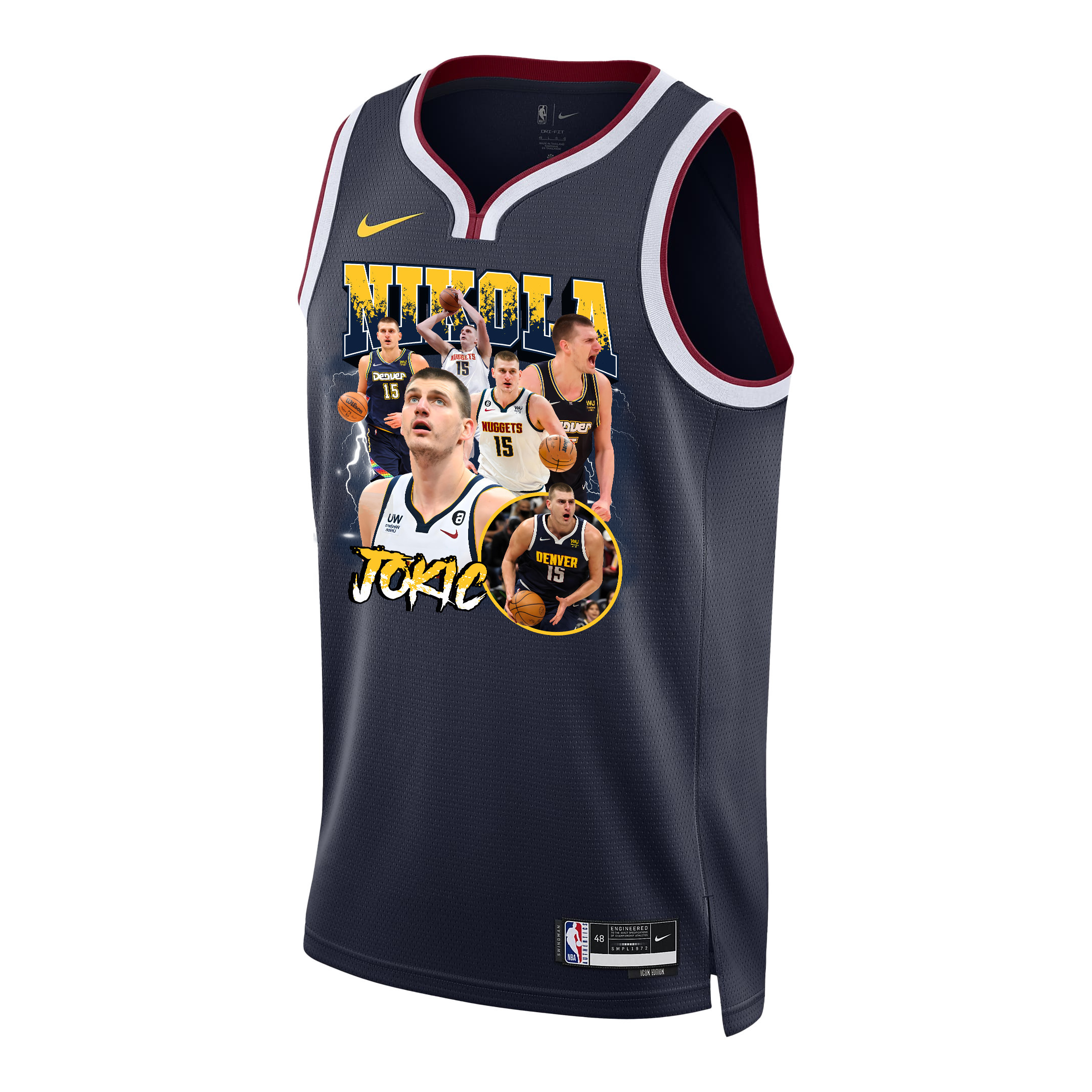 Nikola Jokic 15 Denver Nuggets The Joker's Domain 2023 Champions Swingman Black NBA Jersey Men's