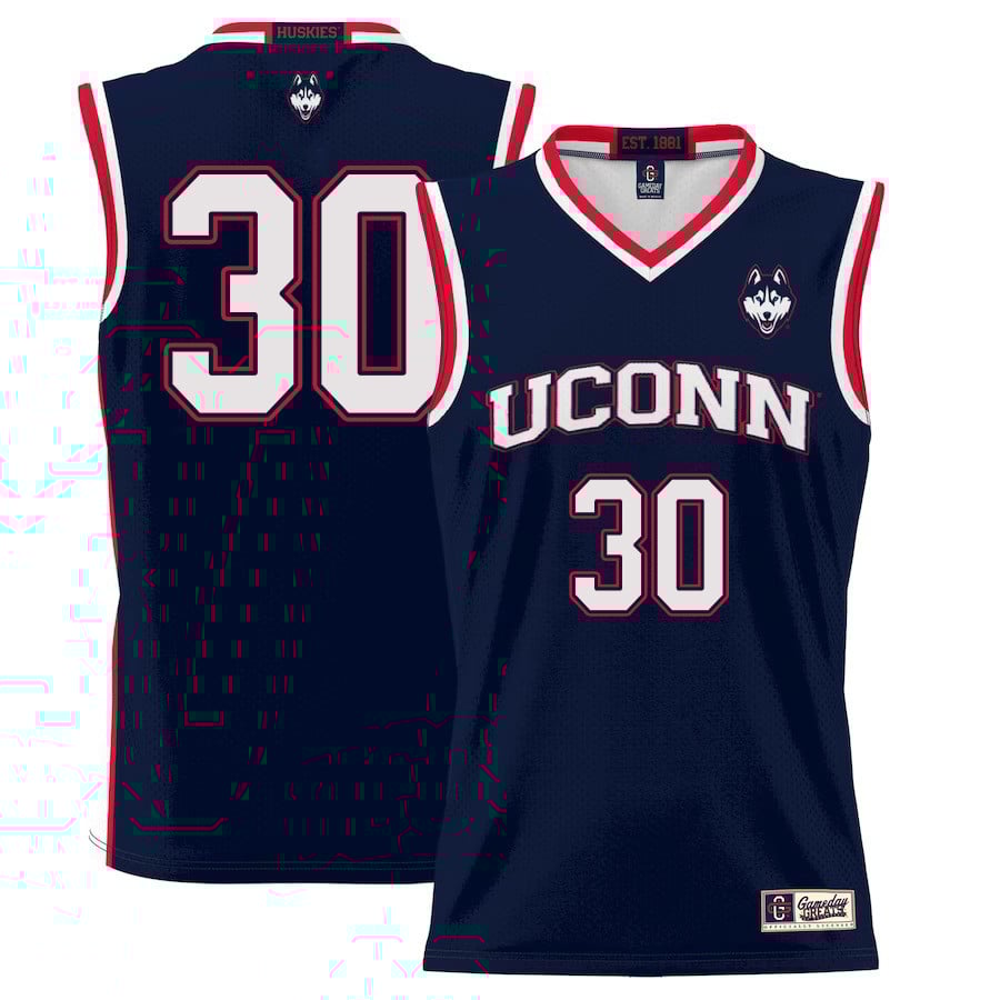Yarin Hasson 30 UConn Huskies Navy NCAA Jersey Men's