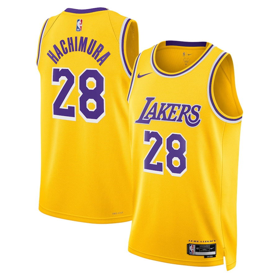 Rui Hachimura 28 Los Angeles Lakers Unisex Swingman Icon Edition Gold NBA Jersey Unisex