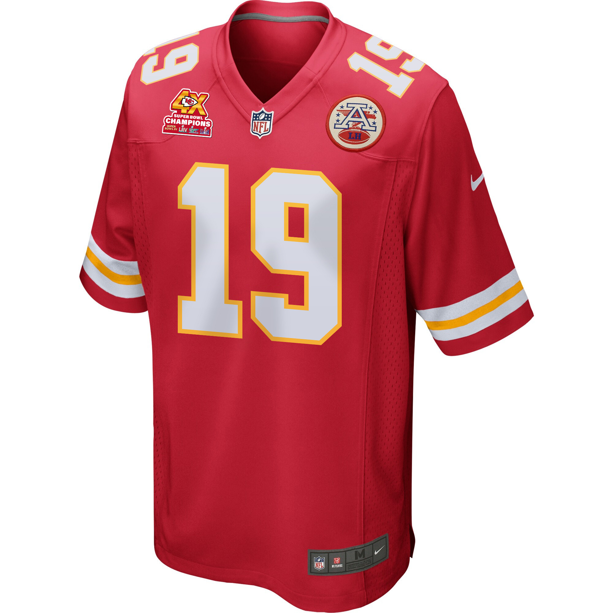 Kadarius Toney 19 Kansas City Chiefs Super Bowl LVIII Champions 4X Game Red NFL Jersey Men's