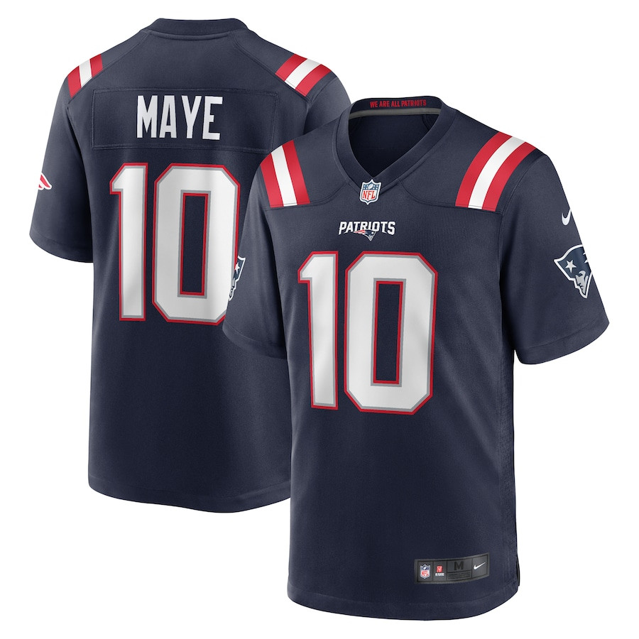 Drake Maye 10 New England Patriots 2024 Draft First Round Pick Player Game Navy NFL Jersey Men's