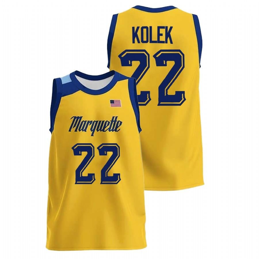 Marquette Golden Eagles 22 Tyler Kolek 2022 Gold College NCAA Jersey Men's