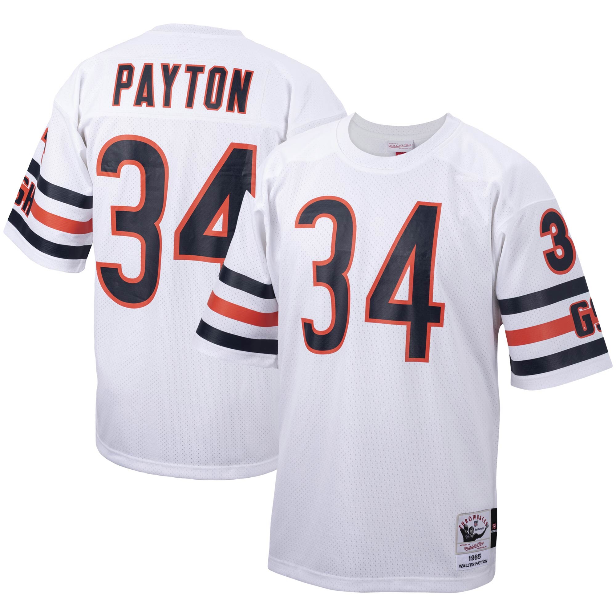 Chicago Bears Walter Payton Mitchell Ness White Big Tall 1985 Retired Player NFL Jersey Men's