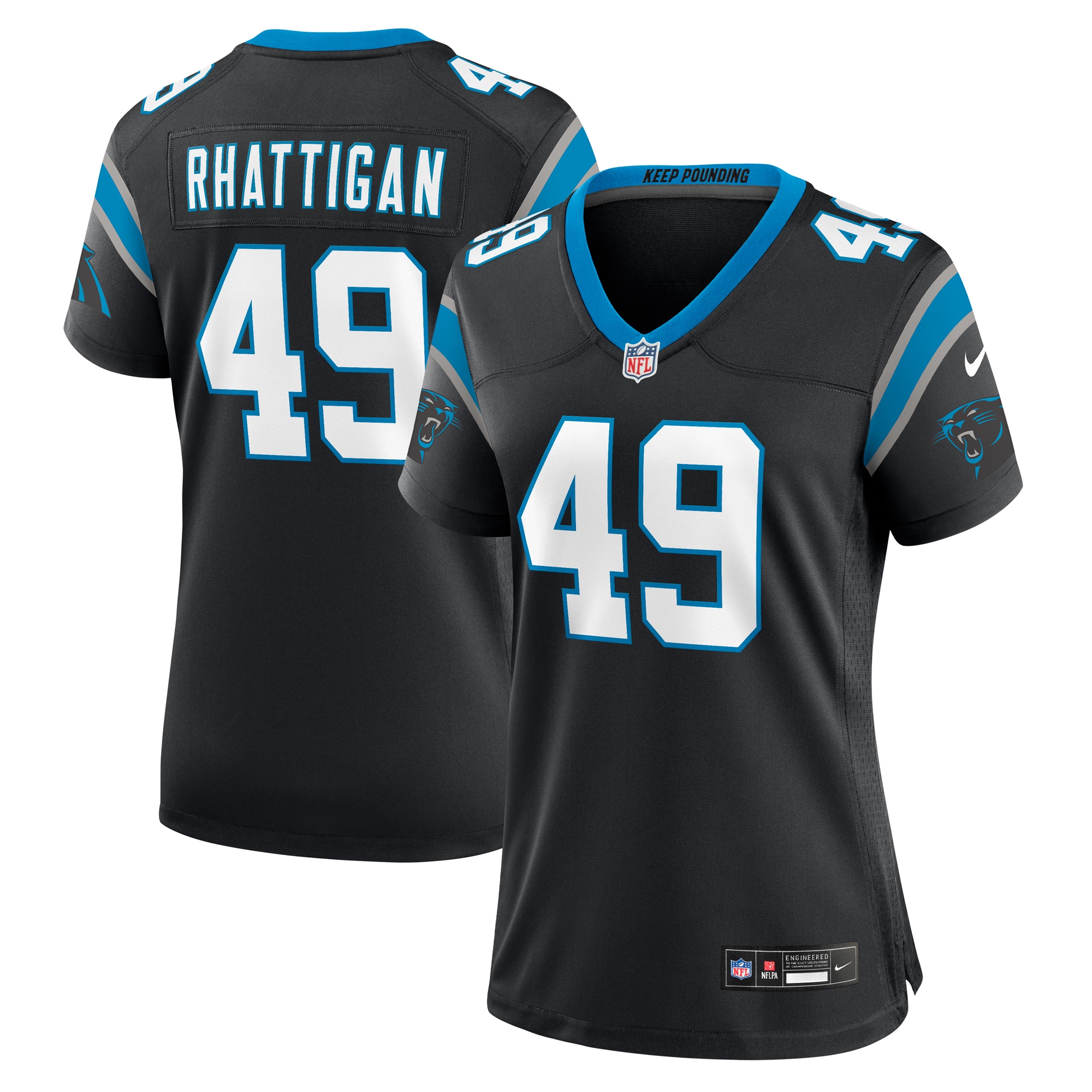 Carolina Panthers Jon Rhattigan Black Game NFL Jersey Women's