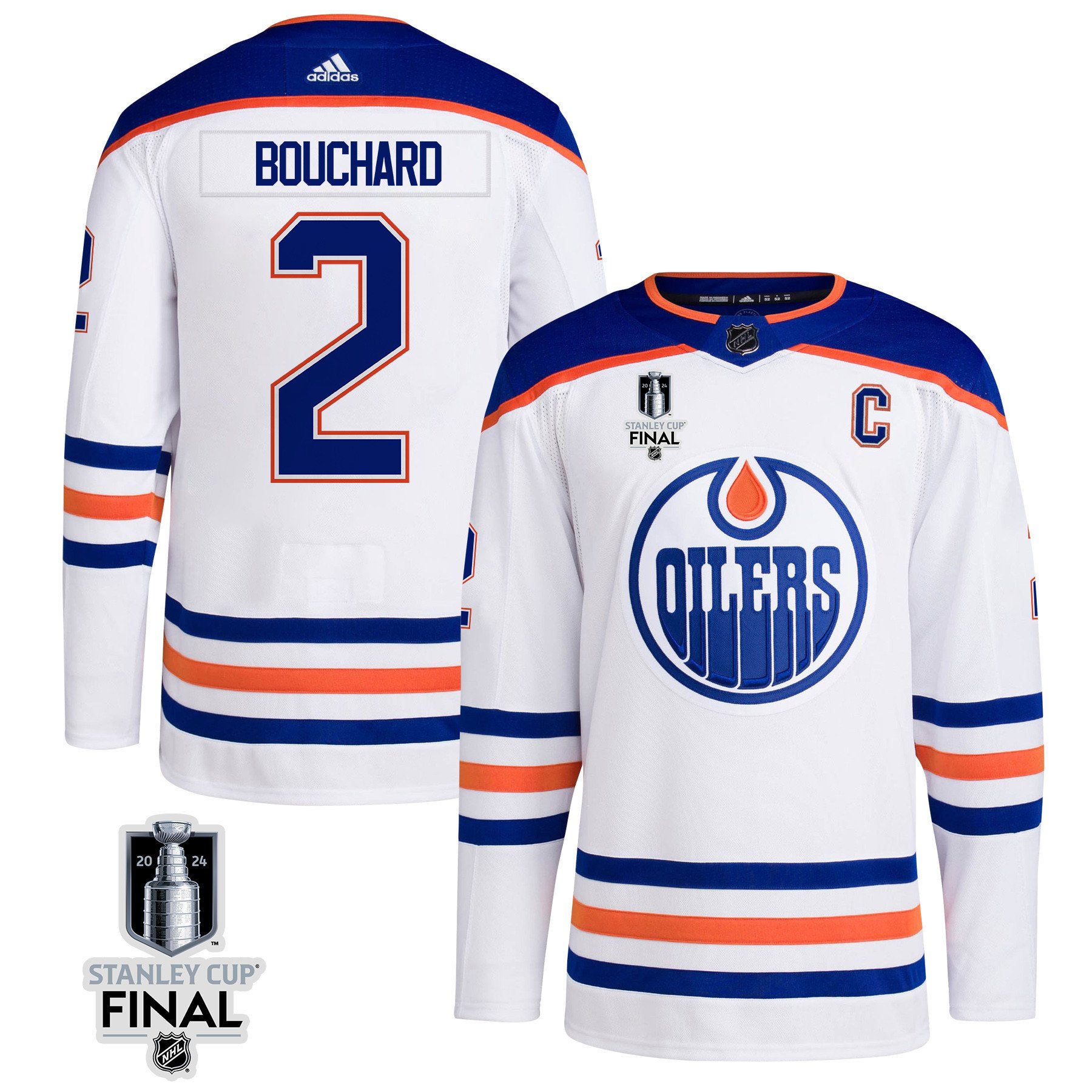 Evan Bouchard 2 Edmonton Oilers 2024 STANLEY CUP Final Away White NHL Jersey Men's