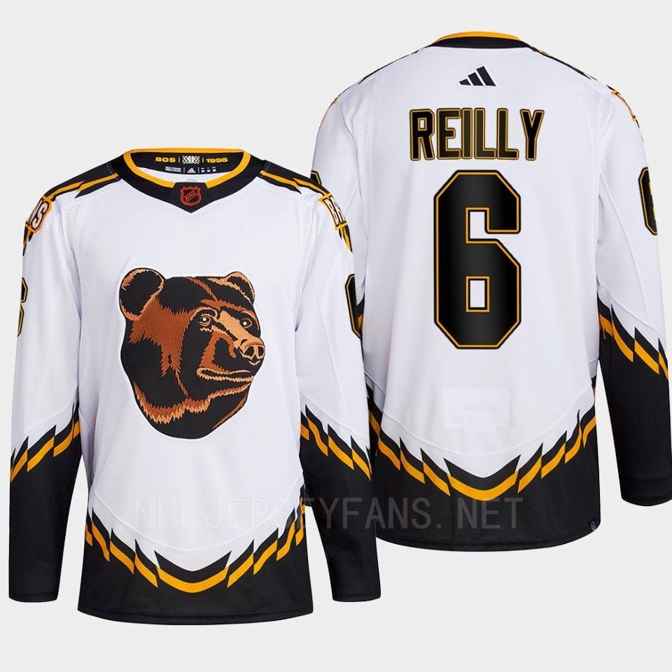 Boston Bruins 2022 Reverse Retro 2.0 Mike Reilly 6 White Primegreen NHL Jersey Men's