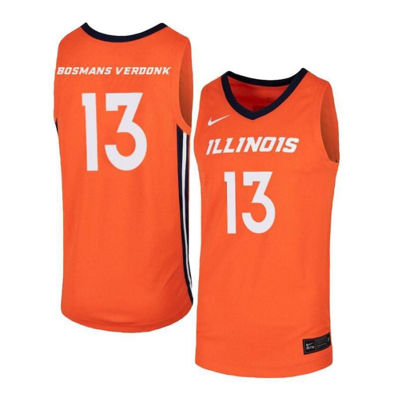 13 Benjamin Bosmans-Verdonk Orange Elite Illinois Fighting Illini NCAA Jersey Men's