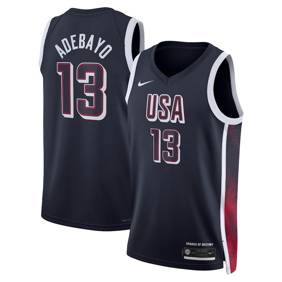 Bam Adebayo 13 USA Unisex 2024 Swingman Player Navy NBA Jersey Unisex