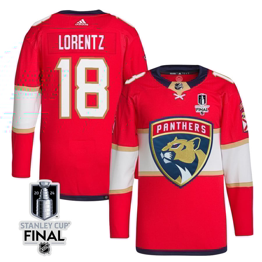 Steven Lorentz 18 Florida Panthers 2024 STANLEY CUP Final Home Breakaway Red NHL Jersey Men's