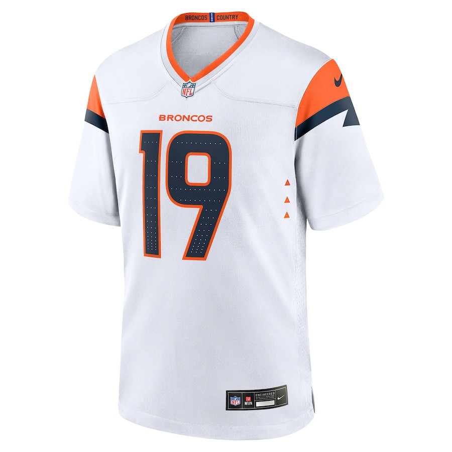 Marvin Mims Jr 19 Denver Broncos Game White NFL Jersey Men's