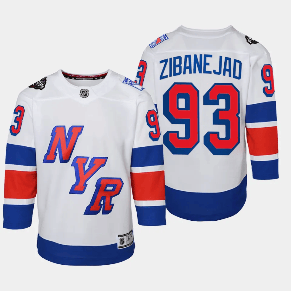 Mika Zibanejad 93 New York Rangers 2024 Stadium Series White NHL Jersey Youth