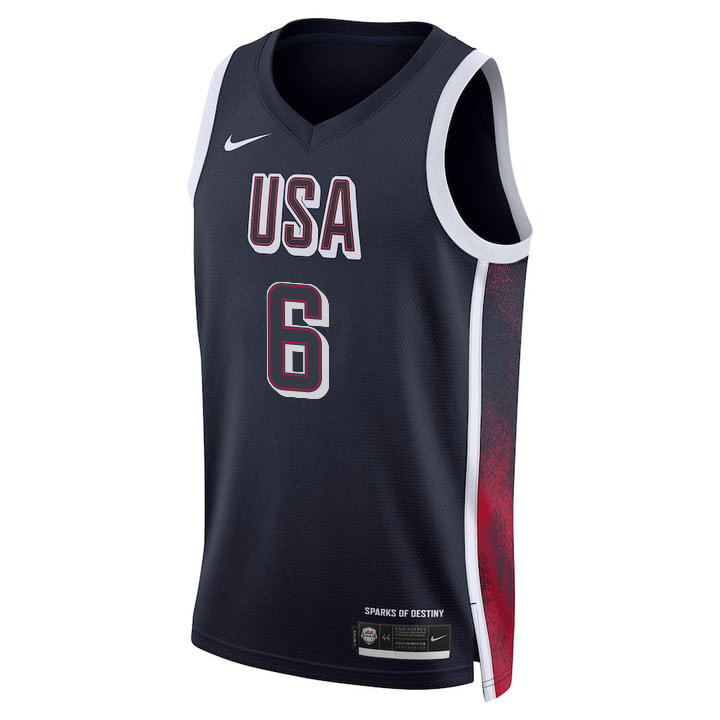 LeBron James 6 Olympic Paris 2024 USA Unisex 2024 Swingman Player Navy NBA Jersey Unisex