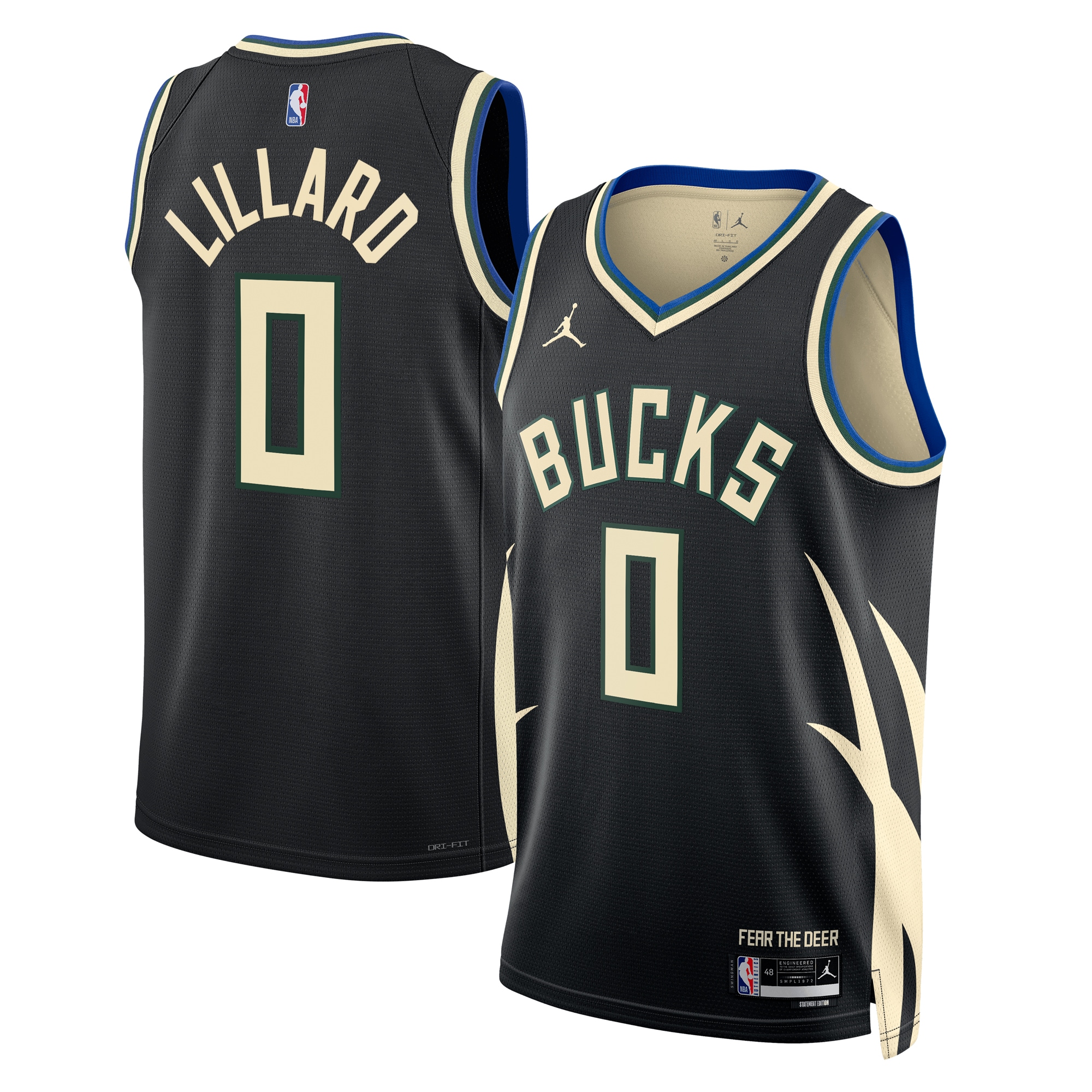 Milwaukee Bucks Jordan Statement Swingman Black Damian Lillar Unisex NBA Jersey Unisex