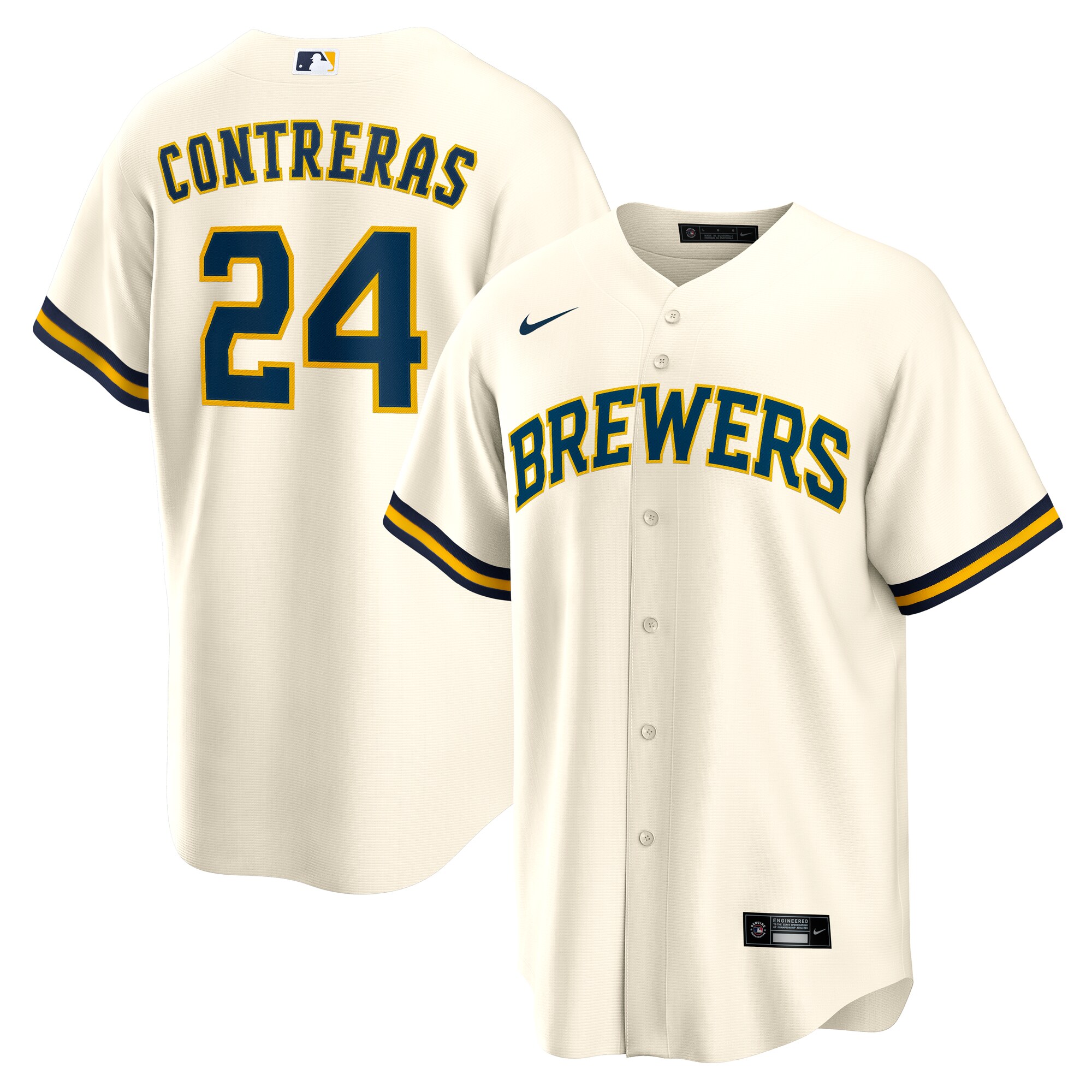 Milwaukee Brewers William Contreras Cream Home MLB Jersey Men's
