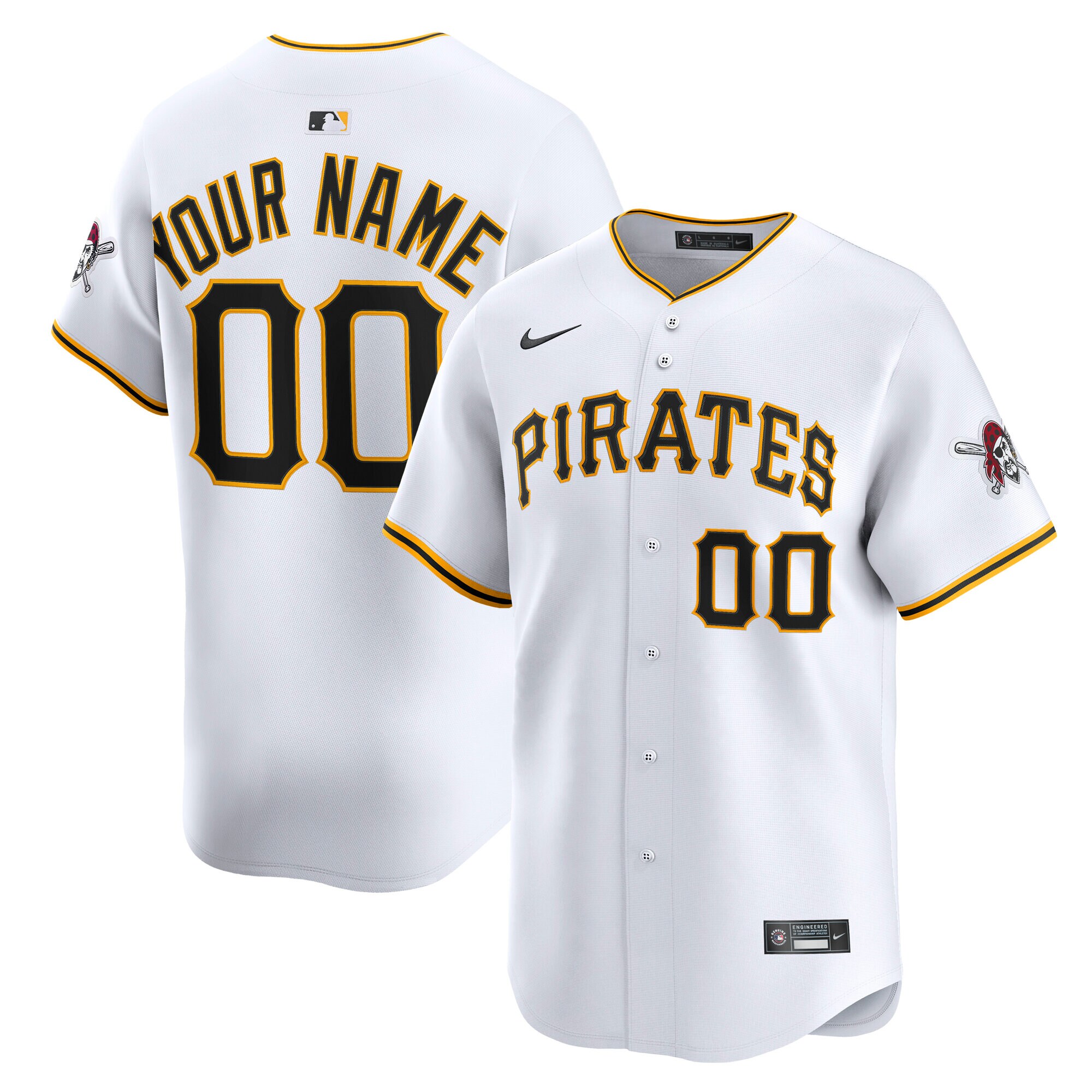 Pittsburgh Pirates White Home Limited Custom MLB Jersey Men's