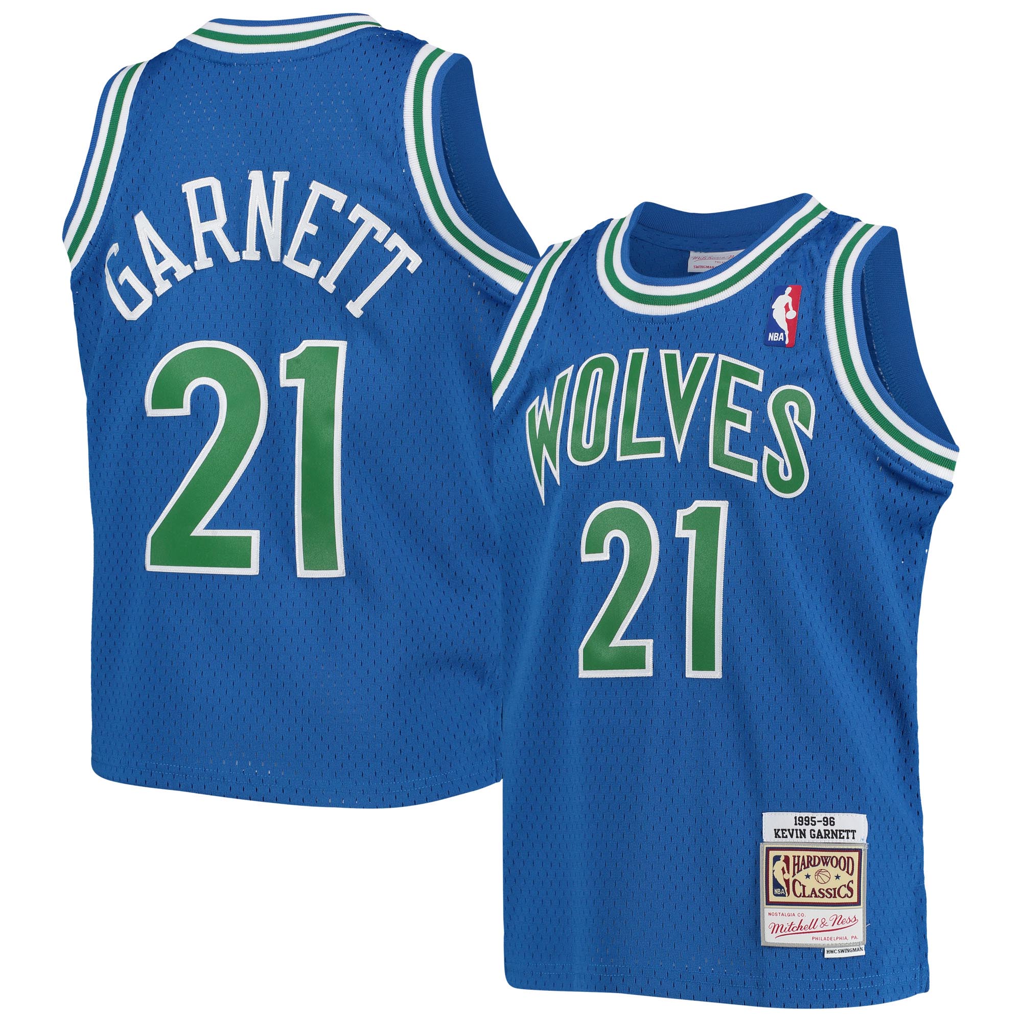Mitchell Ness Kevin Garnett Blue Minnesota Timberwolves 1995-96 Hardwood Classics Swingman NBA Jersey Youth