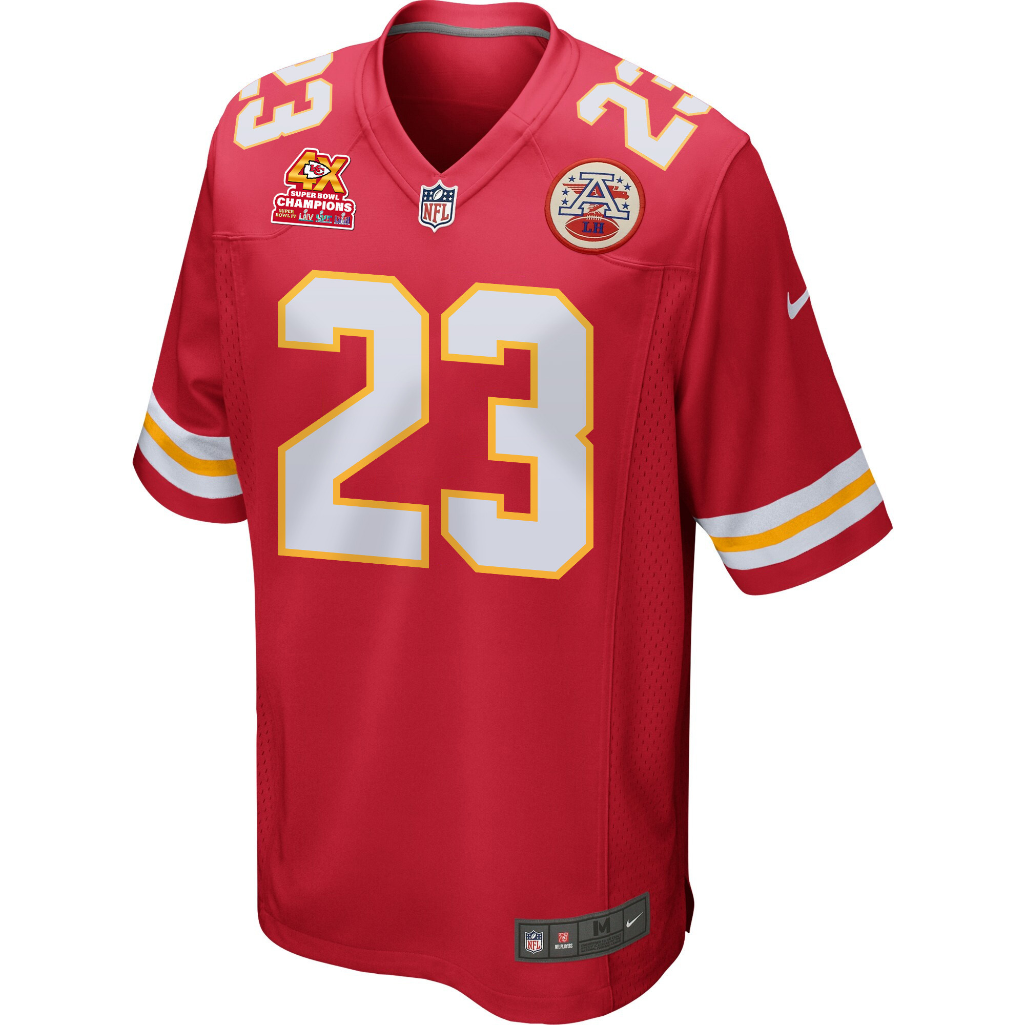 Drue Tranquill 23 Kansas City Chiefs Super Bowl LVIII Champions 4X Game Red NFL Jersey Men's