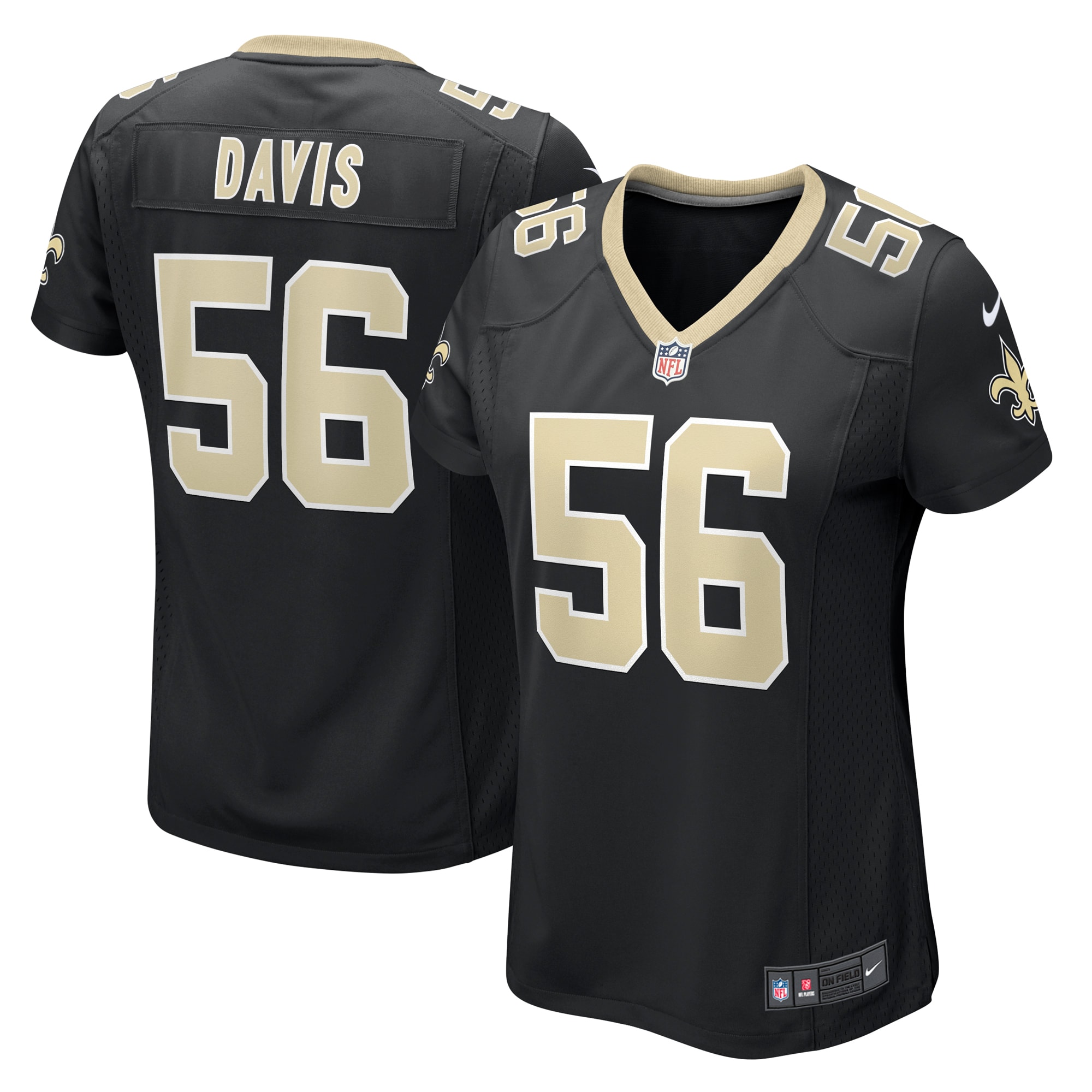 New Orleans Saints Demario Davis Black Game NFL Jersey Women's