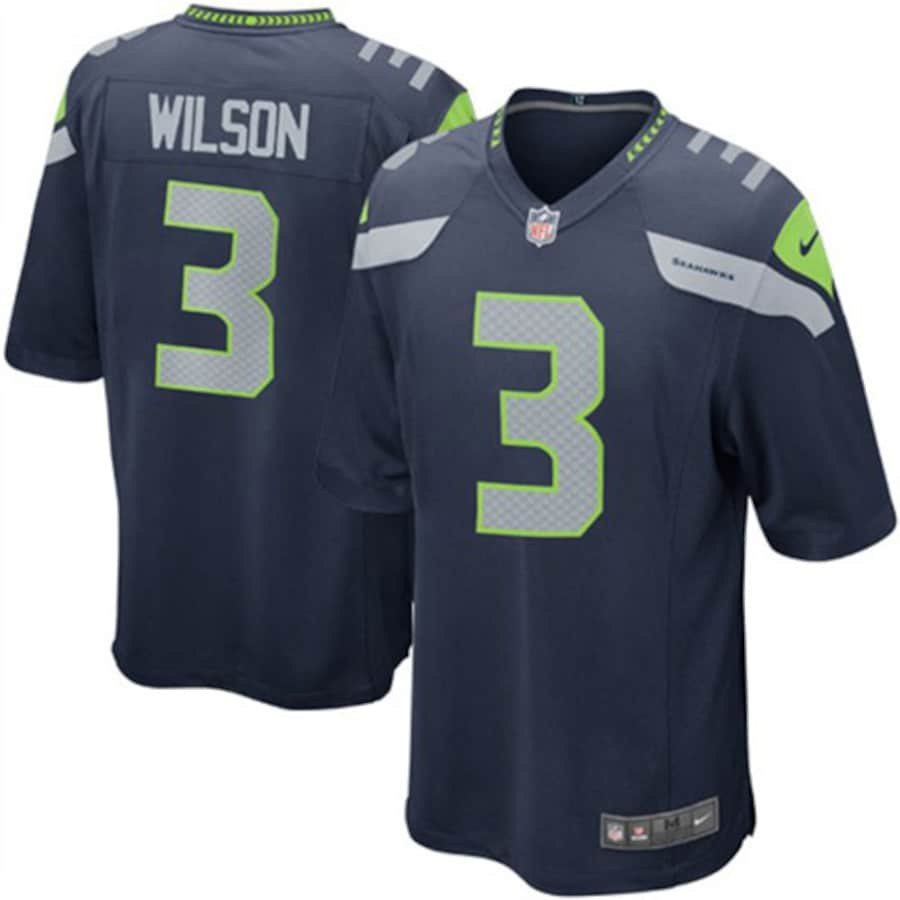 Russell Wilson 3 Seattle Seahawks Team Color Game College Navy NFL Jersey Youth