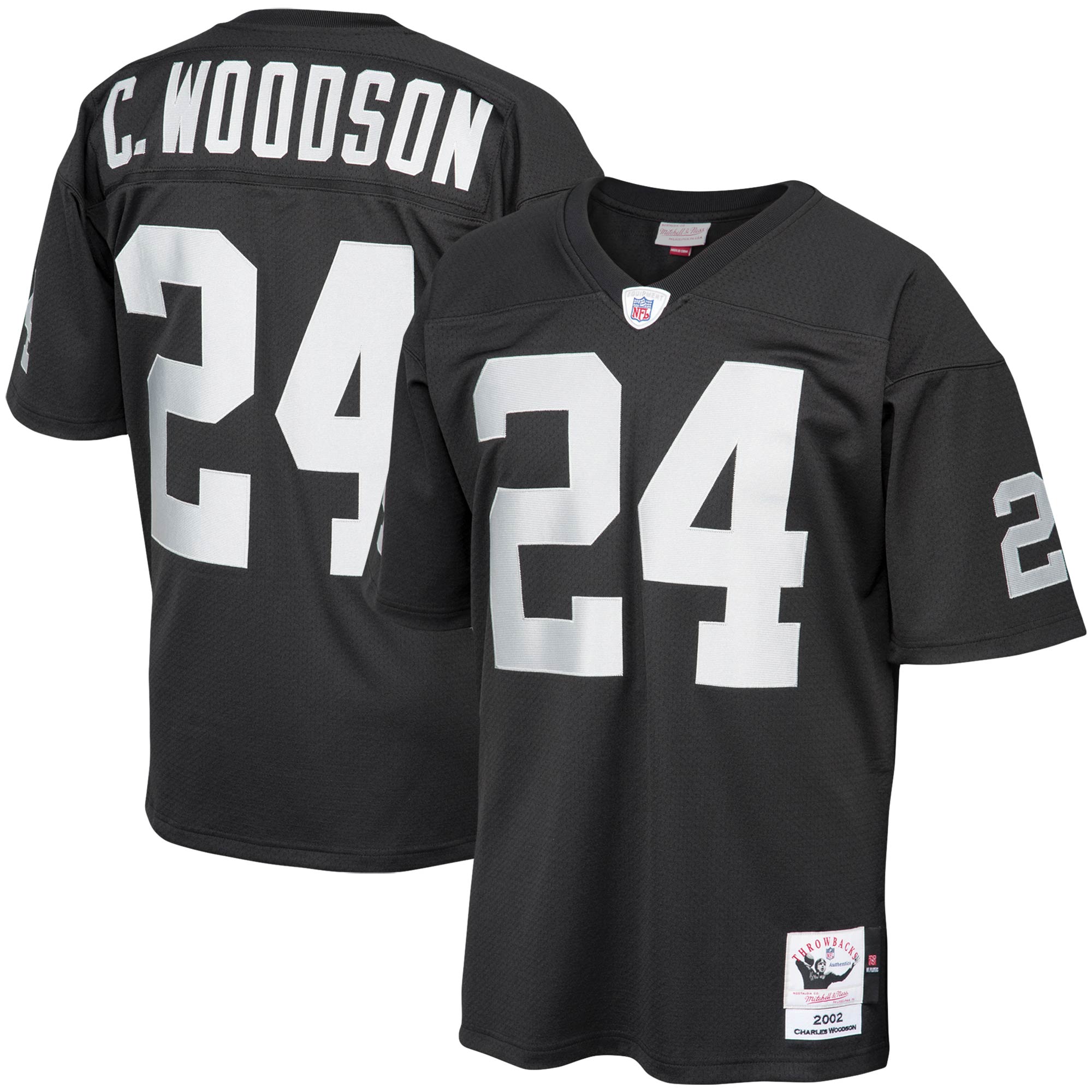Las Vegas Raiders 2002 Charles Woodson Mitchell Ness Black Throwback Retired Player NFL Jersey Men's