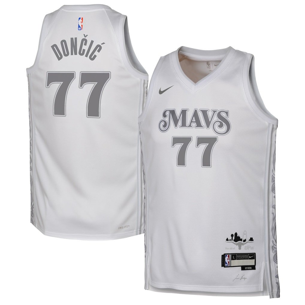 Luka Doncic 77 Dallas Mavericks 2024/25 Swingman Playe City Editio White NBA Jersey Youth