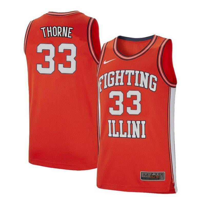 33 Mike Thorne Orange Retro Elite Illinois Fighting Illini NCAA Jersey Men's