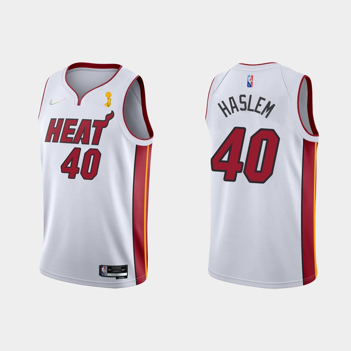Miami Heat 40 Udonis Haslem Champions Cup 2023 Patc White NBA Jersey Men's