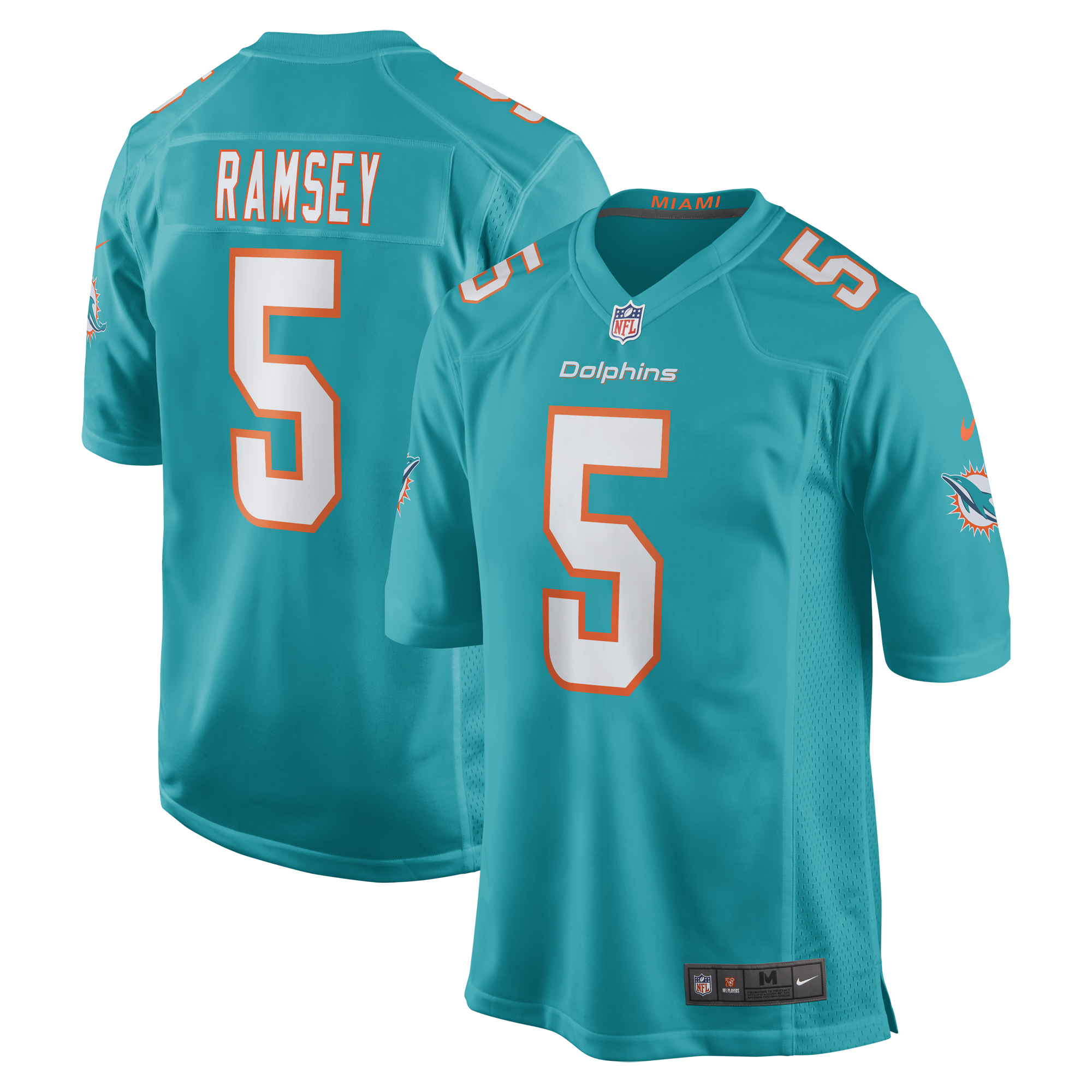 Miami Dolphins Jalen Ramsey Aqua Team Color Game NFL Jersey Men's