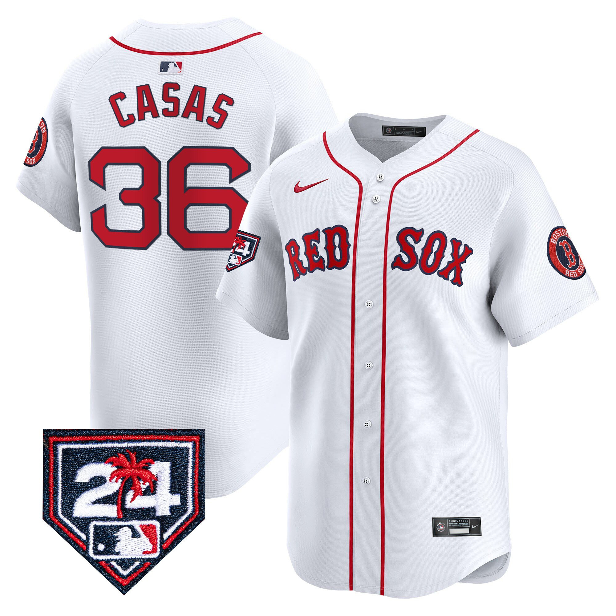 Triston Casas 36 Boston Red Sox 2024 Spring Training White MLB Jersey Men's