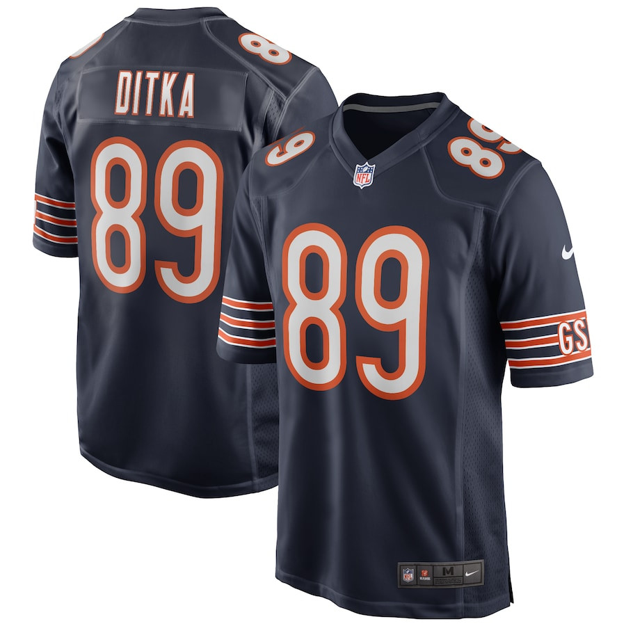 Mike Ditka 89 Chicago Bears Game Retired Navy NFL Jersey Men's