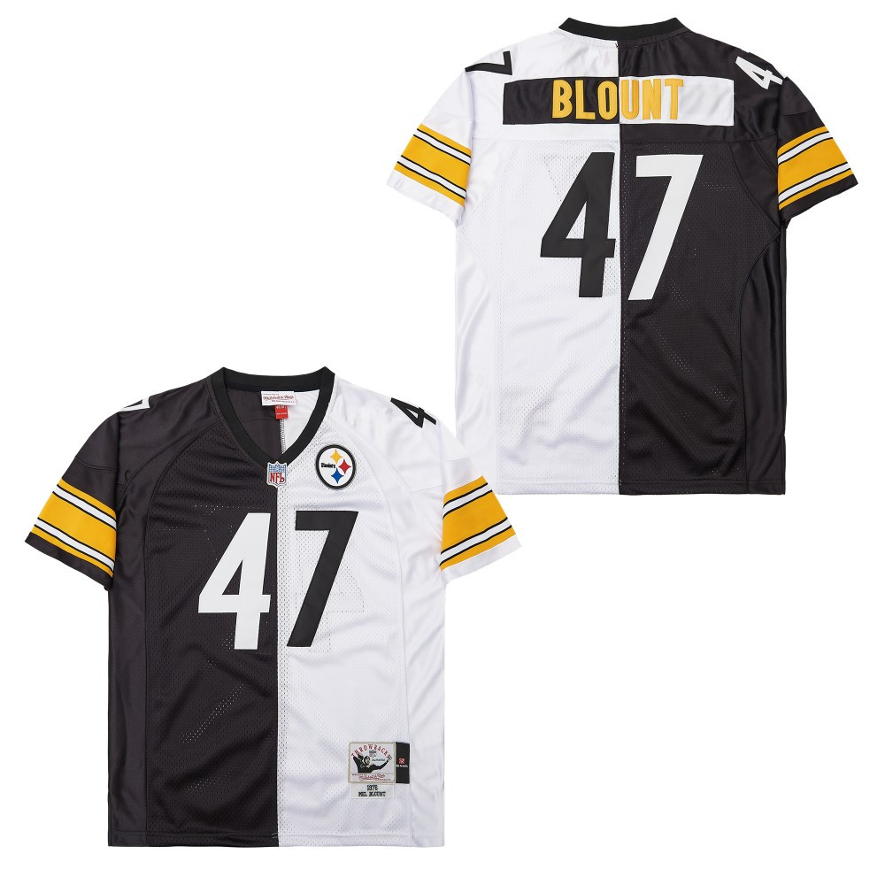 Mel Blount 47 Pittsburgh Steelers Two-Toned Retro Throwback Black/White NFL Jersey Men's