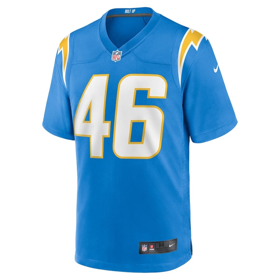 Praise Olatoke 46 Los Angeles Chargers Team Game Powder Blue NFL Jersey Men's