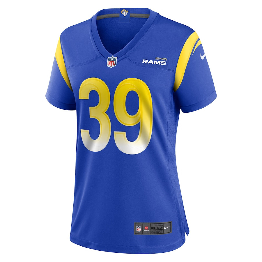 Jaylen McCollough 39 Los Angeles Rams Game Royal NFL Jersey Women's