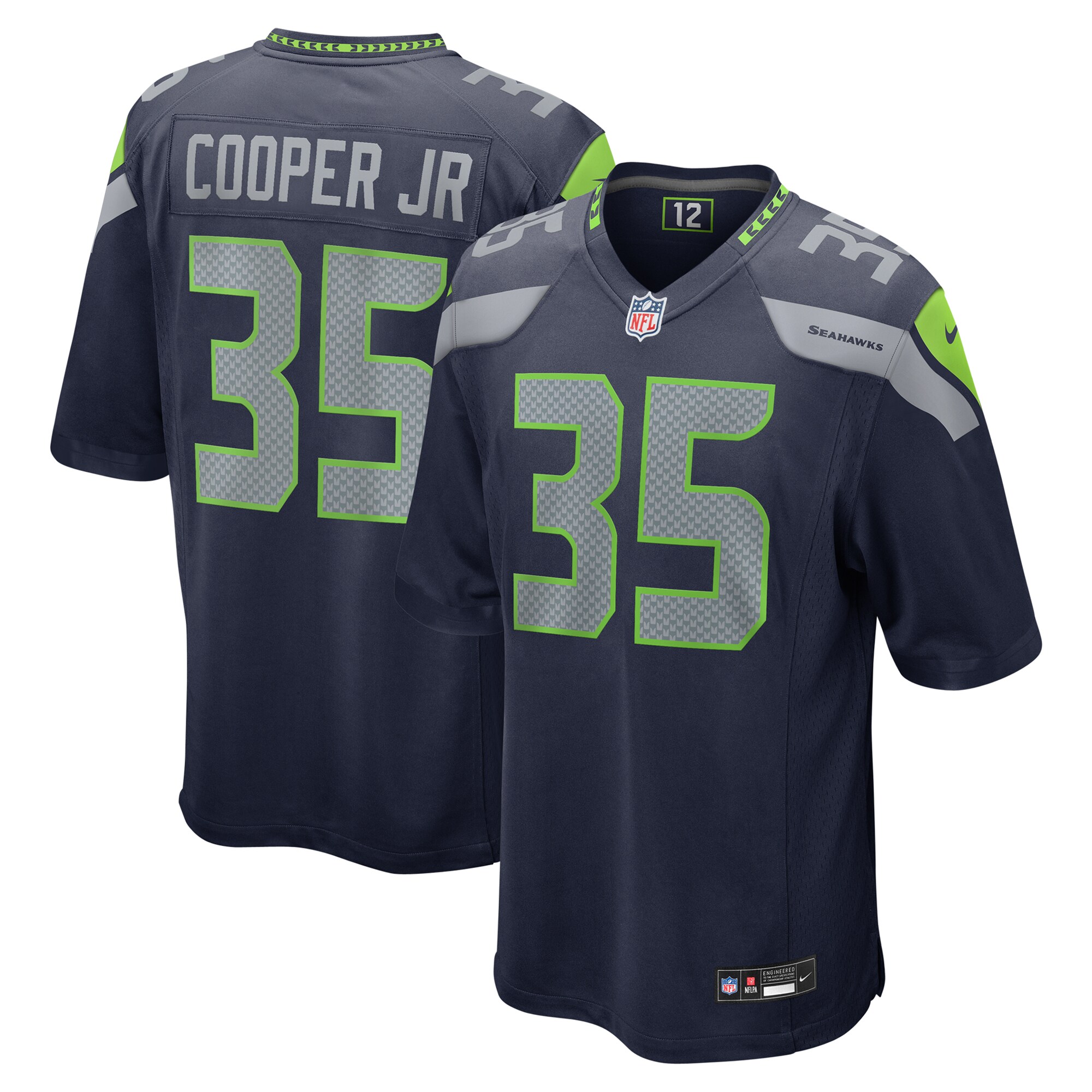 Seattle Seahawks Ryan Cooper Jr. College Navy Team Game NFL Jersey Men's