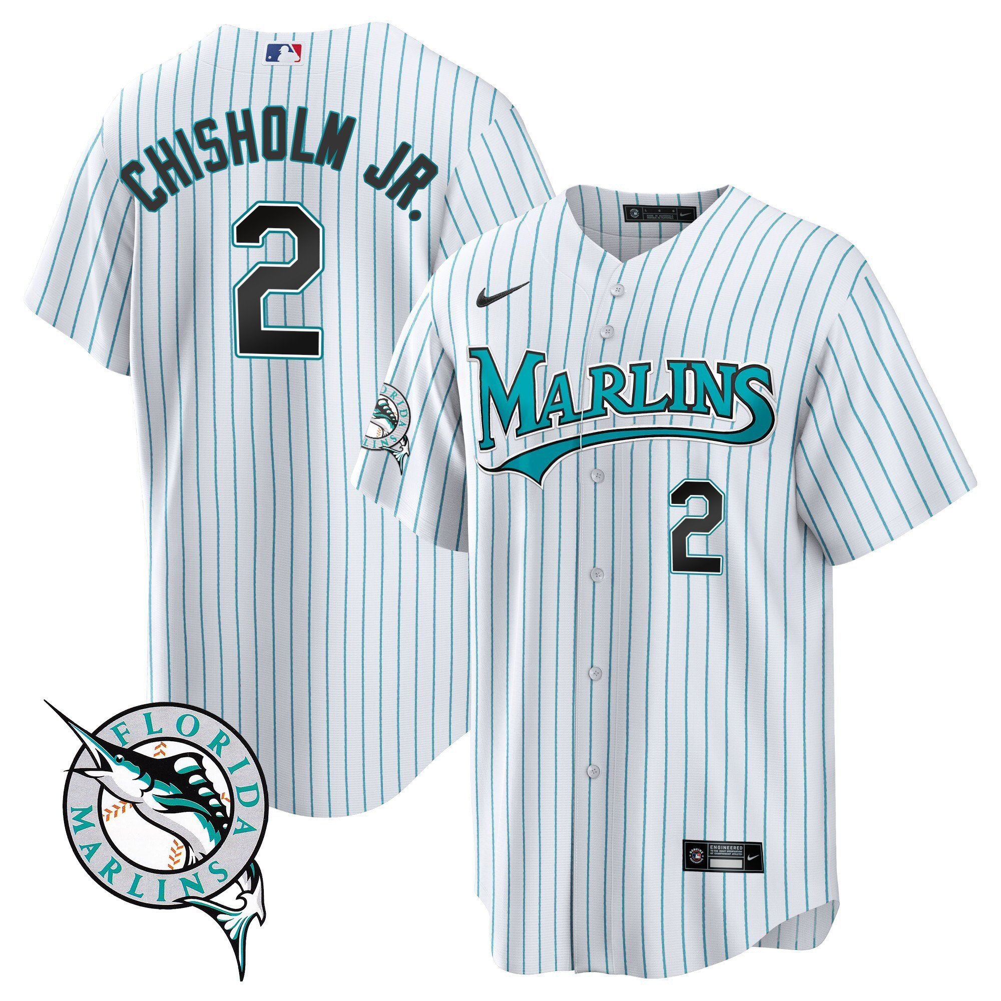 Jazz Chisholm Jr. 2 Miami Marlins Throwback White MLB Jersey Men's
